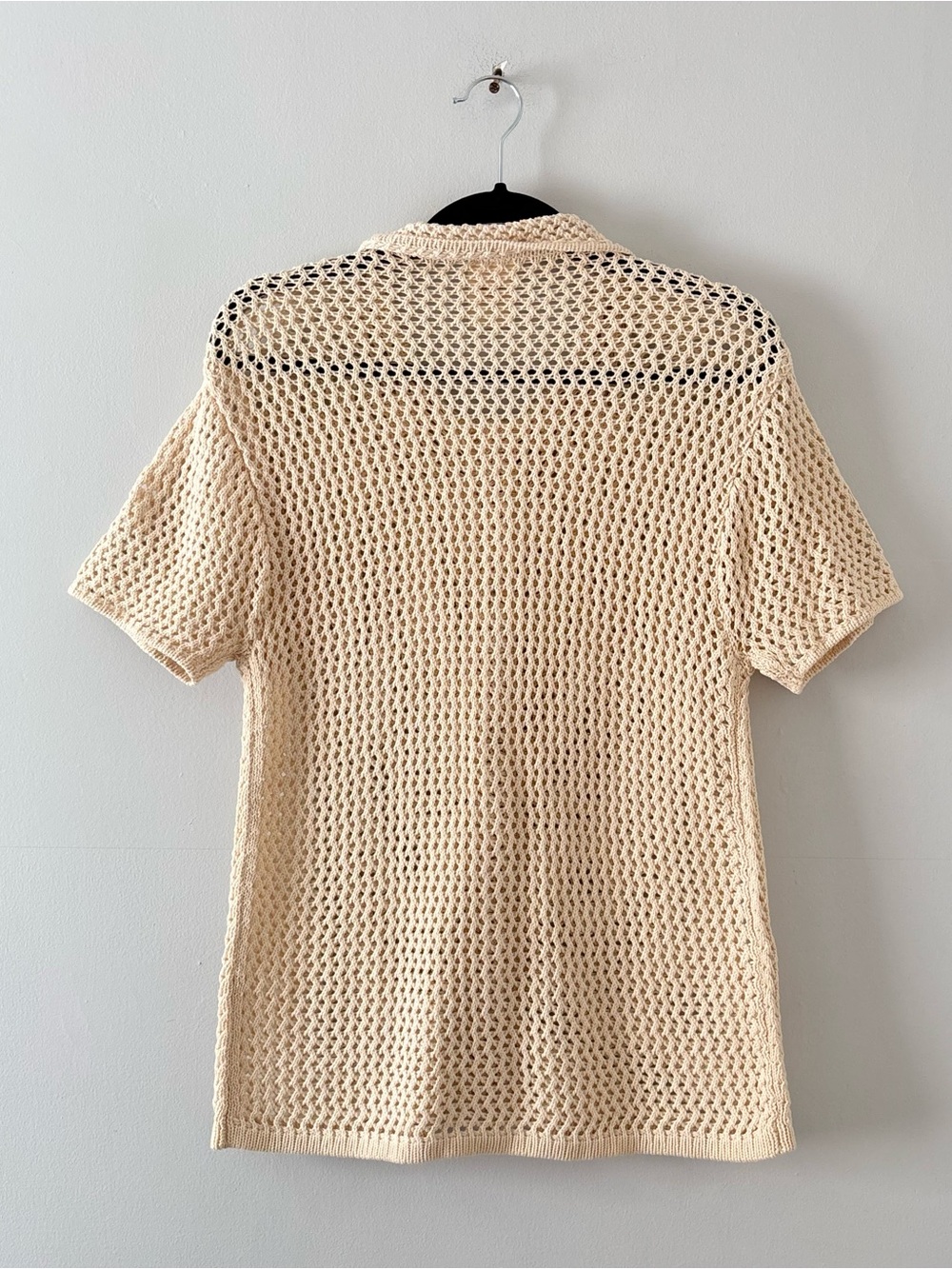 Dandy Del Mar Malaga Crochet Knit Shirt In Vintage Ivory Beach Swim Cream — image 4 of 4